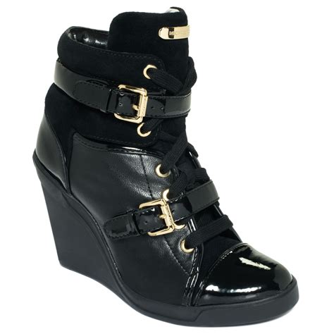 michael kors black wedge sneakers